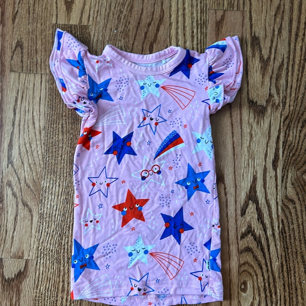 Little Sleepies Stars and Stripes Pink Flutter Tee